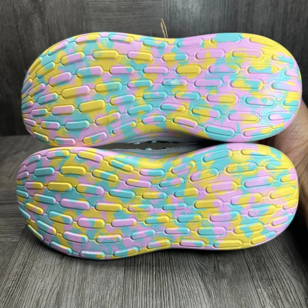 Adidas Lite Racer Adapt 7 Kids 3 Grey Pink Yellow Slip On Running NEW IH7849